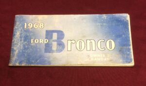 1968 bronco original genuine ford owners manual